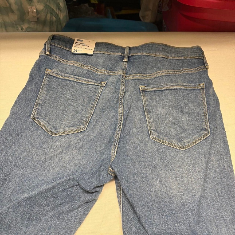 Old Navy NWT blue Rockstar super skinny jeans Size 14 short - Picture 7 of 7